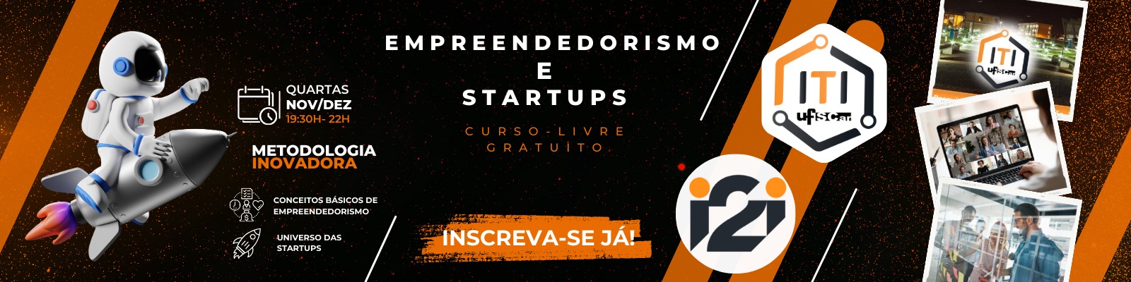Curso-Livre Gratuito "Empreendedorismo e Startups": Inscrições até 30/10