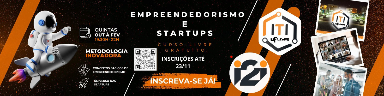 Curso-Livre Gratuito "Empreendedorismo e Startups": Inscrições até 30/10